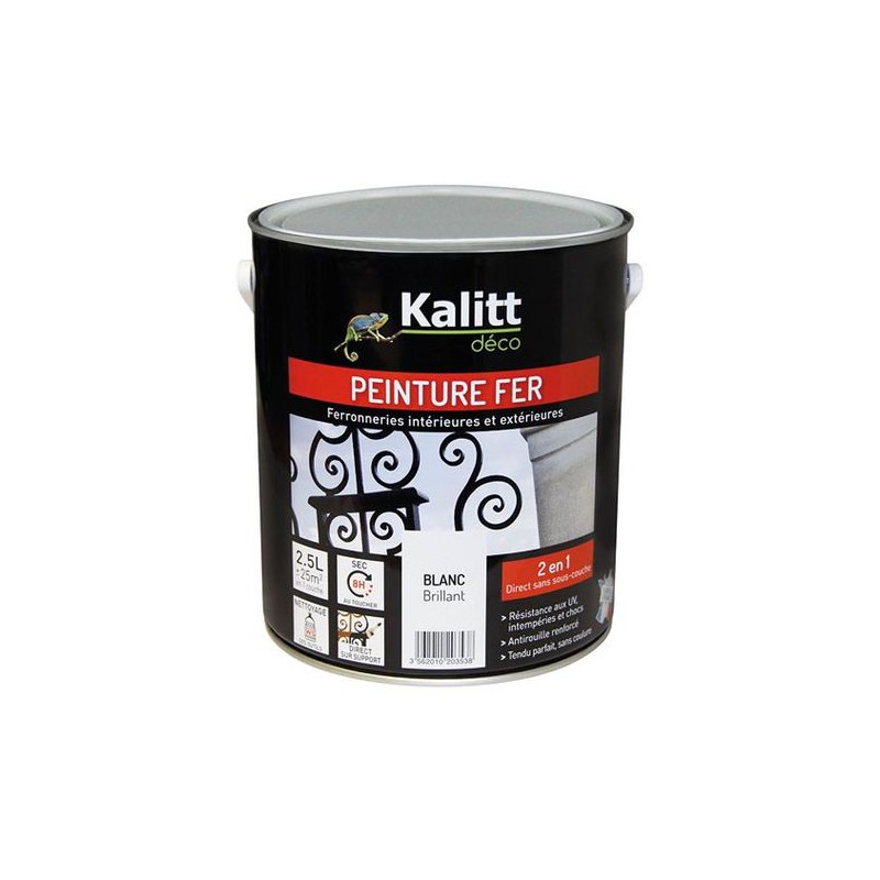 Peinture spécial Fer - Blanc - Brillant - 2.5 L - KALITT - Peintures - DE-368266