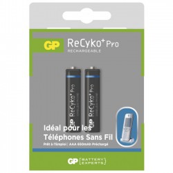 2 piles rechargeables - Spécial téléphone - Recyko Pro 65AAAHCECP-2APCFRB2 / AAA - GP - Pile rechargeable - DE-812776