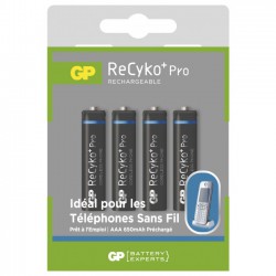 4 piles rechargeables - Spécial téléphone - Recyko Pro 65AAAHCECP-2APCFRB4 / AAA - GP - Pile rechargeable - DE-388793