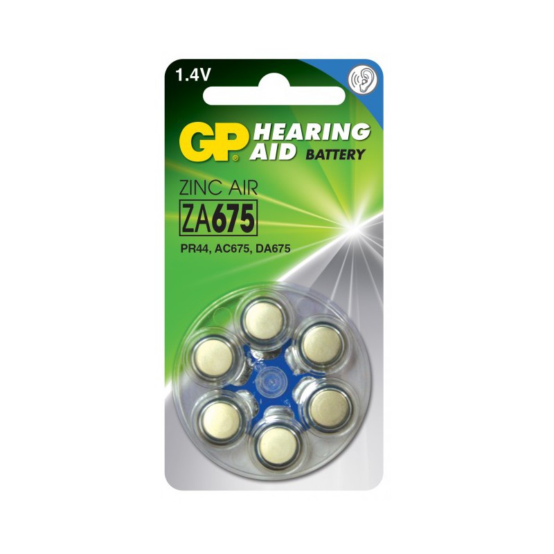 6 piles auditives - Zinc Air - ZA 675-D6 - GP - Pile auditive - DE-214320