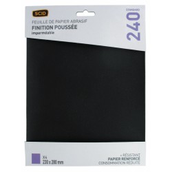 Papier abrasif imperméable - 230 x 280 mm - Grain 1000 - Lot de 4 - SCID - Bande et patin abrasif - BR-044695