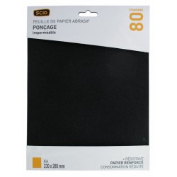 Papier abrasif imperméable - 230 x 280 mm - Grain 80 - Lot de 4 - SCID - Bande et patin abrasif - BR-044691