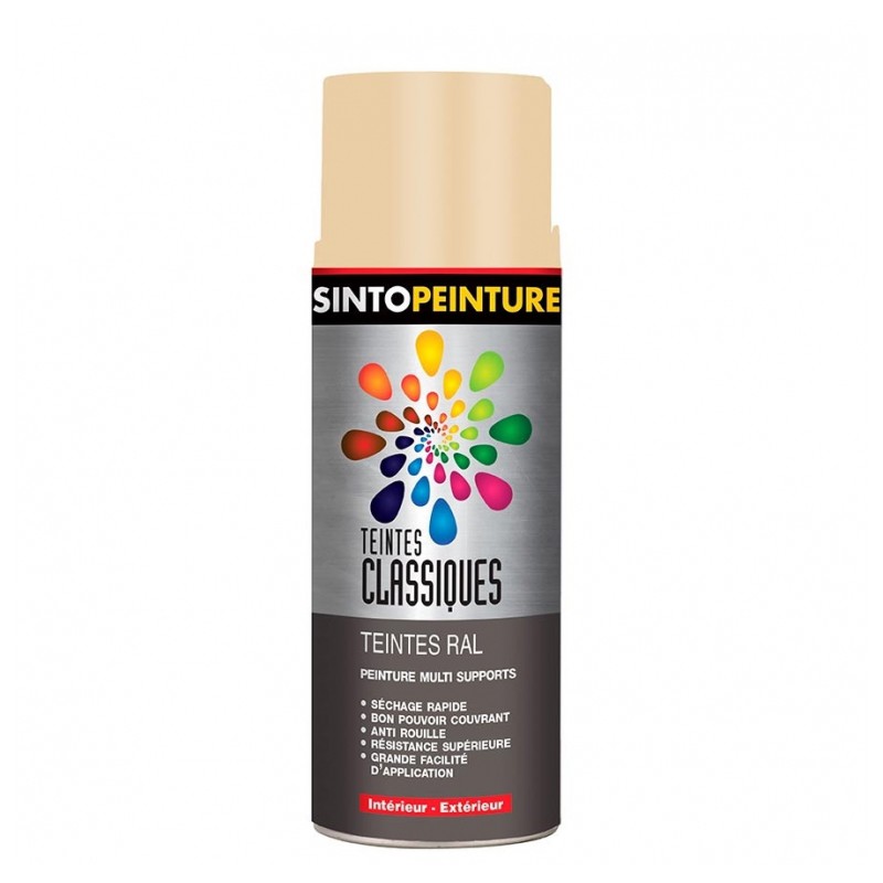 Peinture multi-supports - Teintes classiques RAL - Beige satiné - 400 ml - SINTO - Peinture aérosol - 925100S