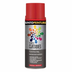 Peinture multi-supports - Teintes classiques RAL - Rouge feu brillant - 400 ml - SINTO - Peinture aérosol - 925085S