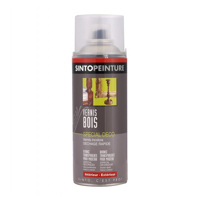 Vernis bois en aérosol - Incolore Brillant - 400 ml - SINTO - Peinture aérosol - 140506