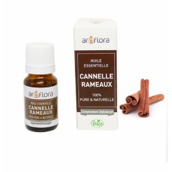 Huile essentielle BIO de Cannelle Rameau 100% pure et naturelle -10 ml - AROFLORA - Huiles essentiellles - DE-198408