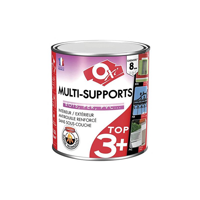 Peinture multi-supports - TOP 3 - Bordeaux - 500 ml - Satin - OXI - Peintures - DE-335018