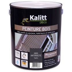 Peinture bois - Microporeuse - Satin - Gris anthracite - 2.5 L - KALITT - Peintures - DE-368506