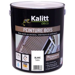 Peinture bois - Microporeuse - Satin - Blanc - 2.5 L - KALITT - Peintures - DE-368457