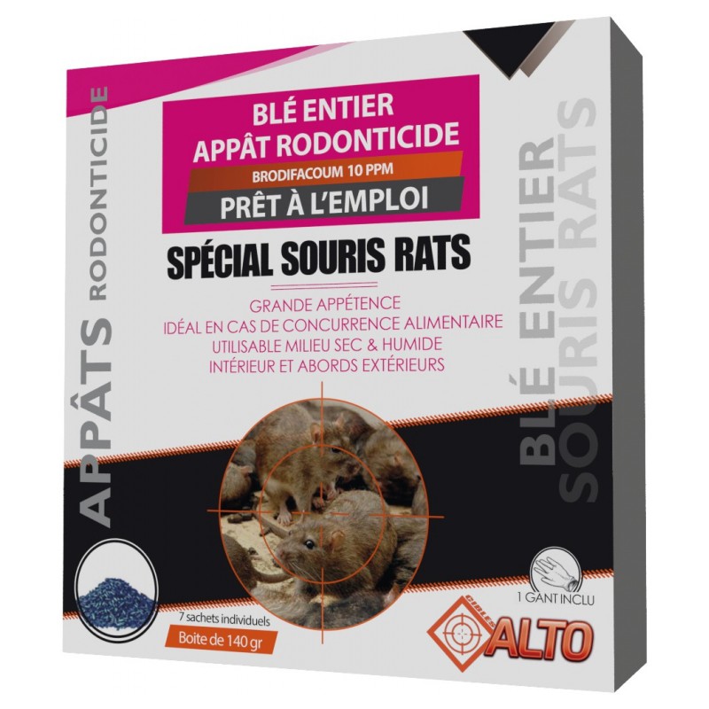 Appât raticide et souricide - Grain de blé entier - 140 grs - ALTO - Rongeurs - BR-992023