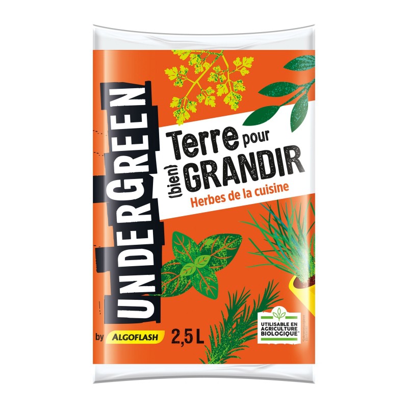 Terreau Herbes de cuisine - Terre pour bien grandir - 2.5 L - UNDERGREEN - Terreau - DE-383050