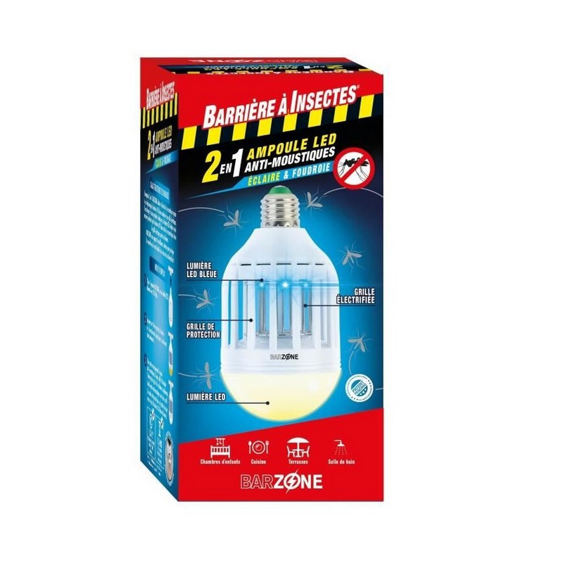 Barrière à  Insectes - Ampoule LED anti-moustiques 2 en 1 - Barzone - 45 mÂ² - BARRIERE A INSECTES - Insectes volants - DE-25...