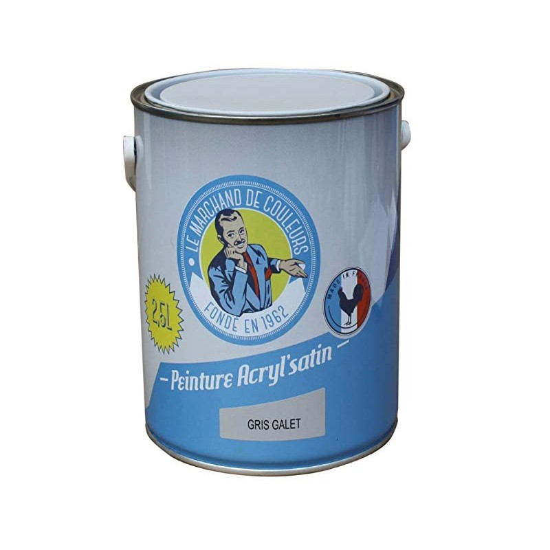 Peinture acrylique - Murs et plafonds - Satin - Gris galet - 2.5 L - ONIP - Peintures - MC70118