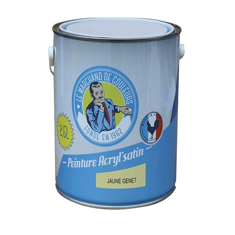 Peinture acrylique - Murs et plafonds - Satin - Jaune genêt - 2.5 L - ONIP - Peintures - MC70120