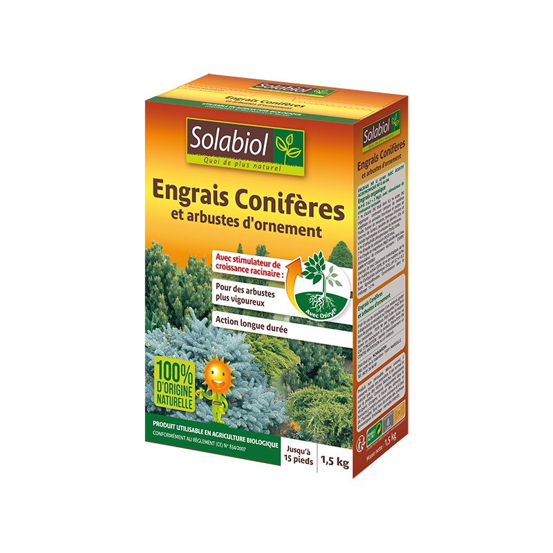 Engrais Conifères et arbustes d'ornement - 1.5 Kg - SOLABIOL - Agriculture biologique - DE-253906