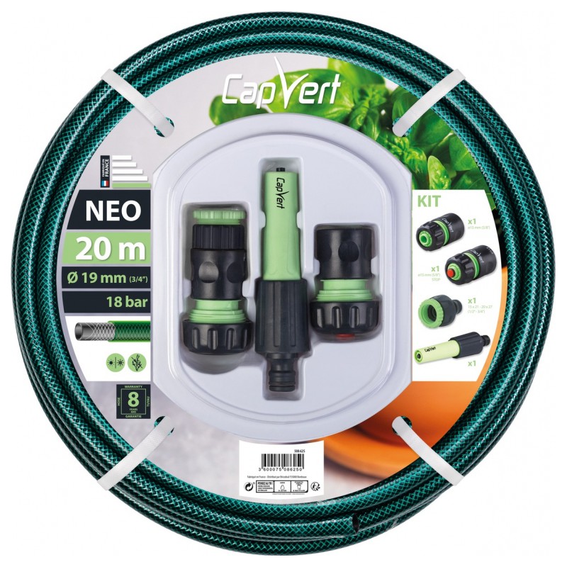 Batterie tuyau d'arrosage Neo 3 couches + raccords - 19 x 20 M - CAP VERT - Tuyaux d'arrosage - BR-508625