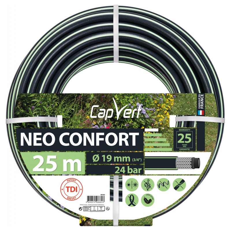 Tuyau d'arrosage Neo confort - 5 couches - 19 x 25 M - CAP VERT - Tuyaux d'arrosage - BR-508682