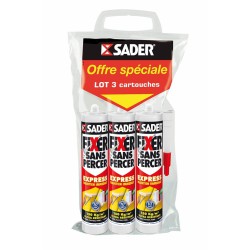 Colle de fixation rapide et résistante - Fixer sans percer Express - Lot de 3 cartouches de 310 ml - SADER - Colle - AT246994