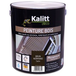 Peinture bois - Microporeuse - Satin - Brun Normand - 2.5 L - KALITT - Peintures - DE-368480