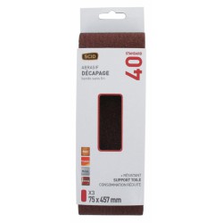 Bande sans fin abrasive - 75 x 457 mm - Grain 40 - Lot de 3 - SCID - Bande et patin abrasif - BR-044659