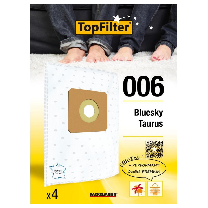 4 Sacs Aspirateur Premium - Bluesky Taurus - Model 006 - TOPFILTER - Accessoires Aspirateur - BR-122515