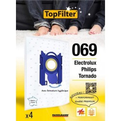 4 Sacs Aspirateur Premium - Electrolux Philips Tornado - Model 069 - TOPFILTER - Accessoires Aspirateur - BR-122522