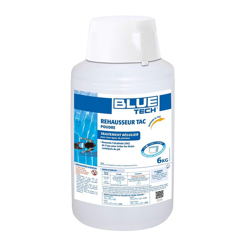 Réhausseur TAC en poudre - Traitement régulier - 6 Kg - BLUE TECH - Traitement / réparation piscine - BL-500581