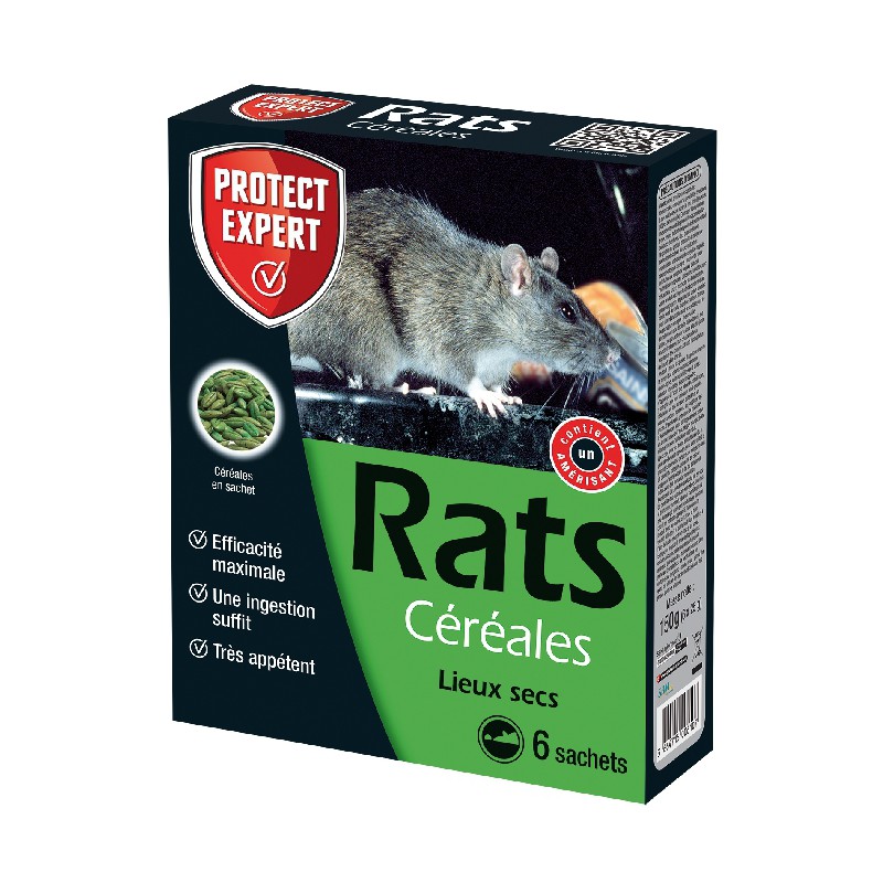 Raticide - Appâts à  base de céréales - 150 Grs - PROTECT EXPERT - Rongeurs - DE-335894