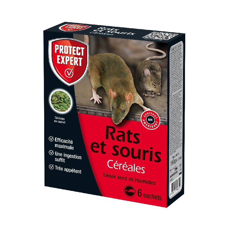 Raticide et souricide - Appâts à  base de céréales - 150 Grs - PROTECT EXPERT - Rongeurs - DE-335944