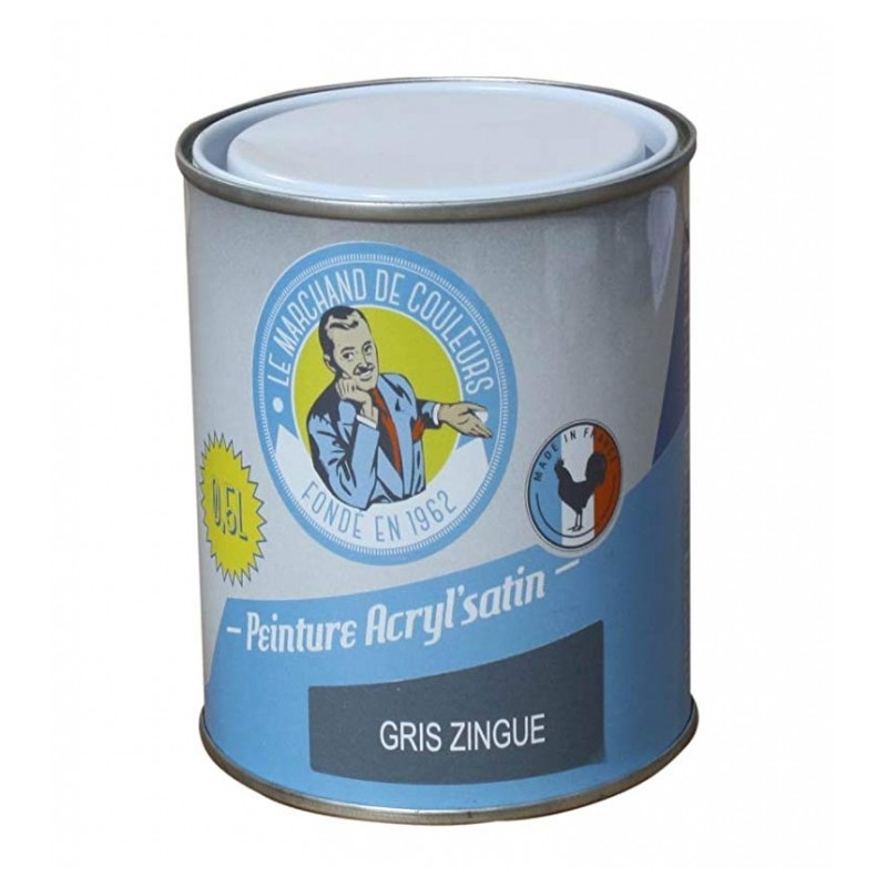 Peinture acrylique - Murs et plafonds - Satin - Gris zingué - 0.5 L - ONIP - Peintures - MC70102