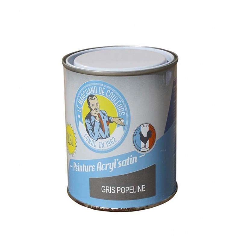 Peinture acrylique - Murs et plafonds - Satin - Gris popeline - 0.5 L - ONIP - Peintures - MC70103