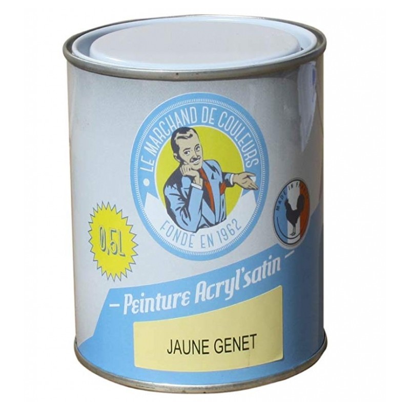 Peinture acrylique - Murs et plafonds - Satin - Jaune genêt - 0.5 L - ONIP - Peintures - MC70106