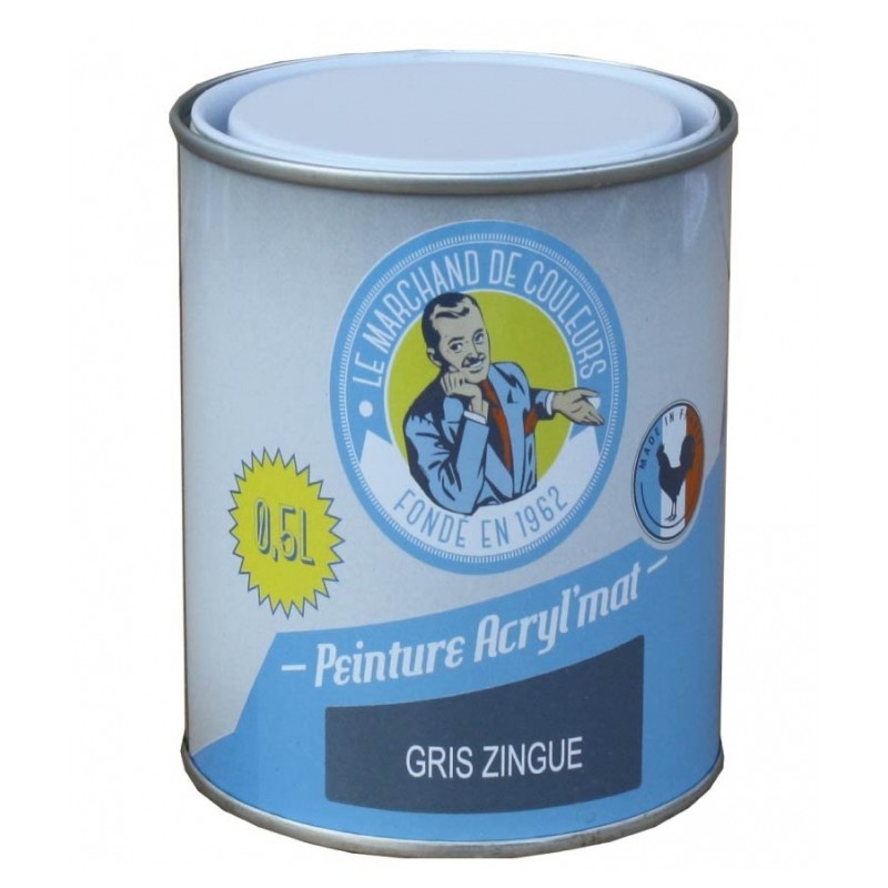 Peinture acrylique - Murs et plafonds - Mat - Gris Zingué - 0.5 L - ONIP - Peintures - MC70128