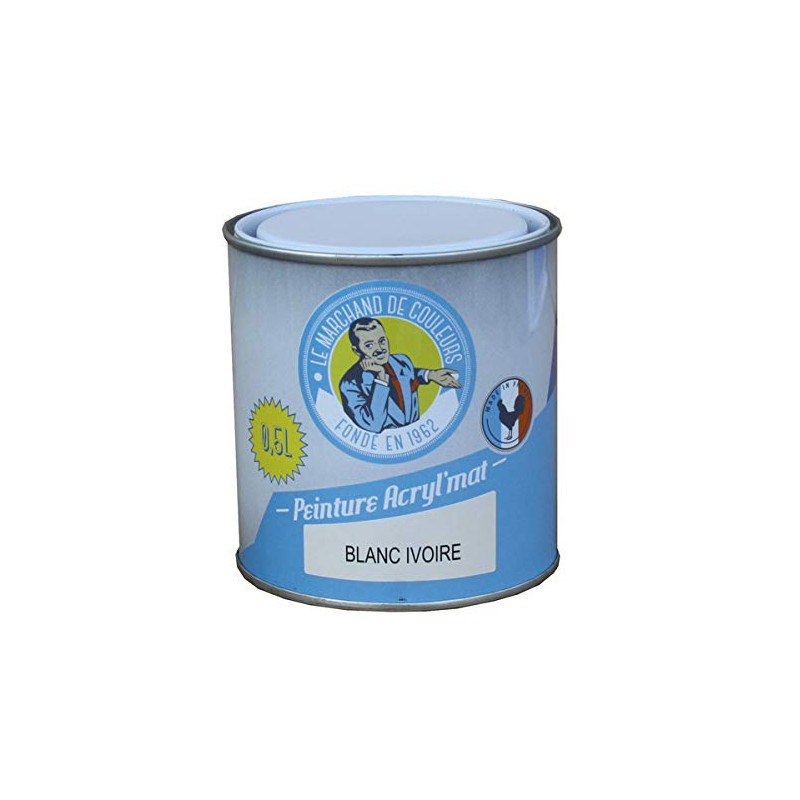 Peinture acrylique - Murs et plafonds - Mat - Blanc Ivoire - 0.5 L - ONIP - Peintures - MC70130