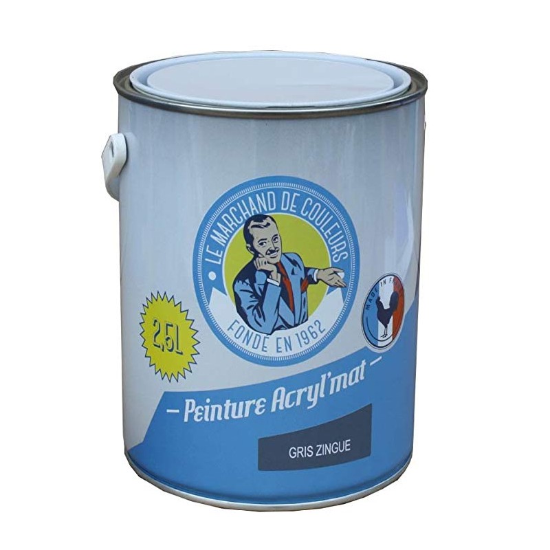 Peinture acrylique - Murs et plafonds - Mat - Gris zingué - 2.5 L - ONIP - Peintures - MC70136