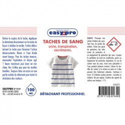 Détachant professionnel tâches de sang, urine, transpiration, excréments - 100 ml - EASY PRO - Détachant pour textile - B10091T