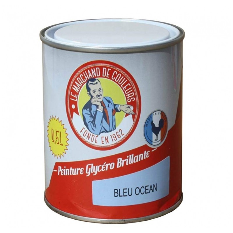 Peinture Glycéro - Bois / Métal - Brillante - Bleu Océan - 0.5 L - ONIP - Peintures - MC70160