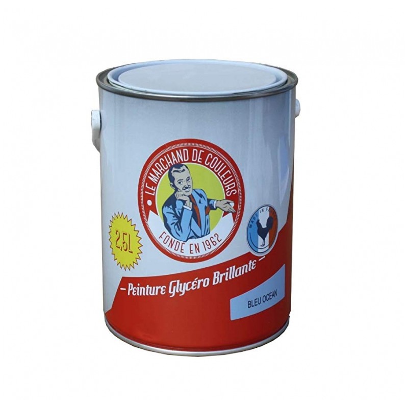 Peinture Glycéro - Bois / Métal - Brillante - Bleu Océan - 2.5 L - ONIP - Peintures - MC70163