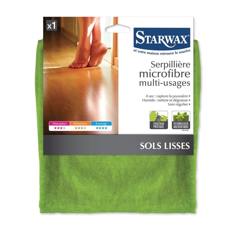 Serpillière microfibre multi-usages pour sols lisses - STARWAX - Serpillière - BR-212523 Serpillière microfibre multi-usages pour sols lisses - STARWAX - Serpillière - BR-212523