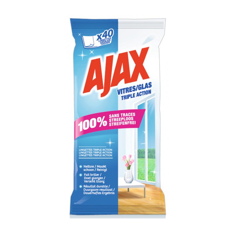 Lingettes vitres - x 40 - AJAX - Entretien des vitres - BR-101528