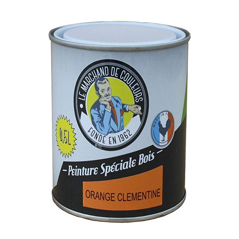 Peinture Spécial Bois - Satinée - Orange clémentine - 0.5 L - ONIP - Peintures - MC70143