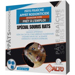 Appât raticide et souricide - Pâtes fraîches - Brodifacoum - 150 grs - ALTO - Rongeurs - BR-992028