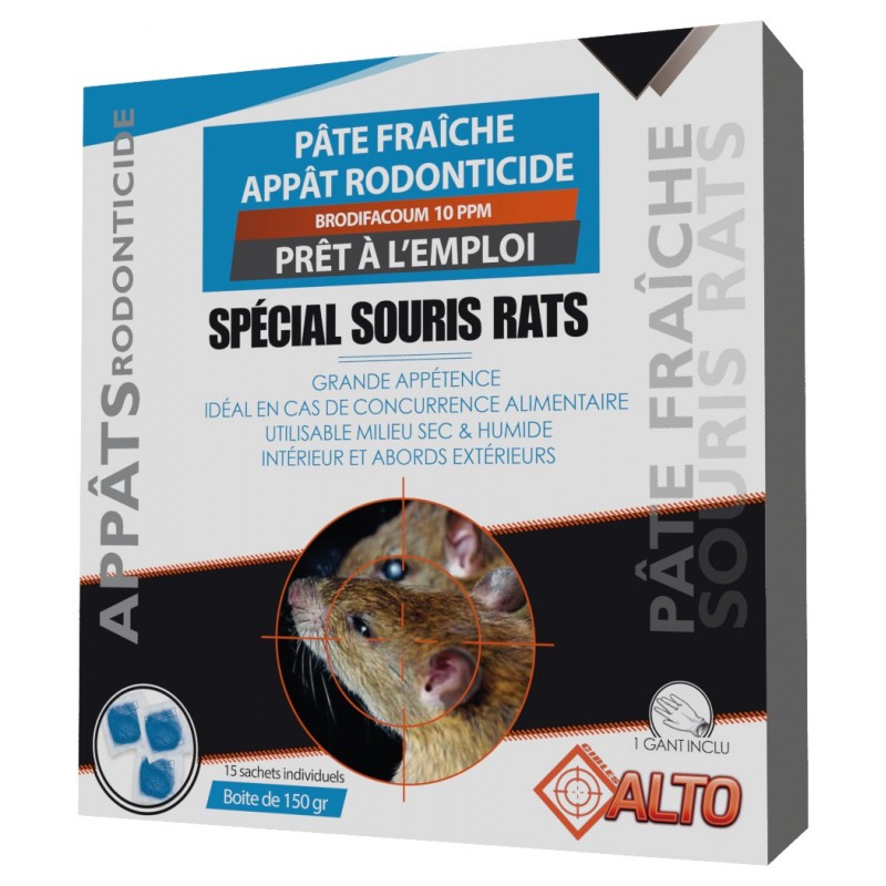 Appât raticide et souricide - Pâtes fraîches - Brodifacoum - 150 grs - ALTO - Rongeurs - BR-992028