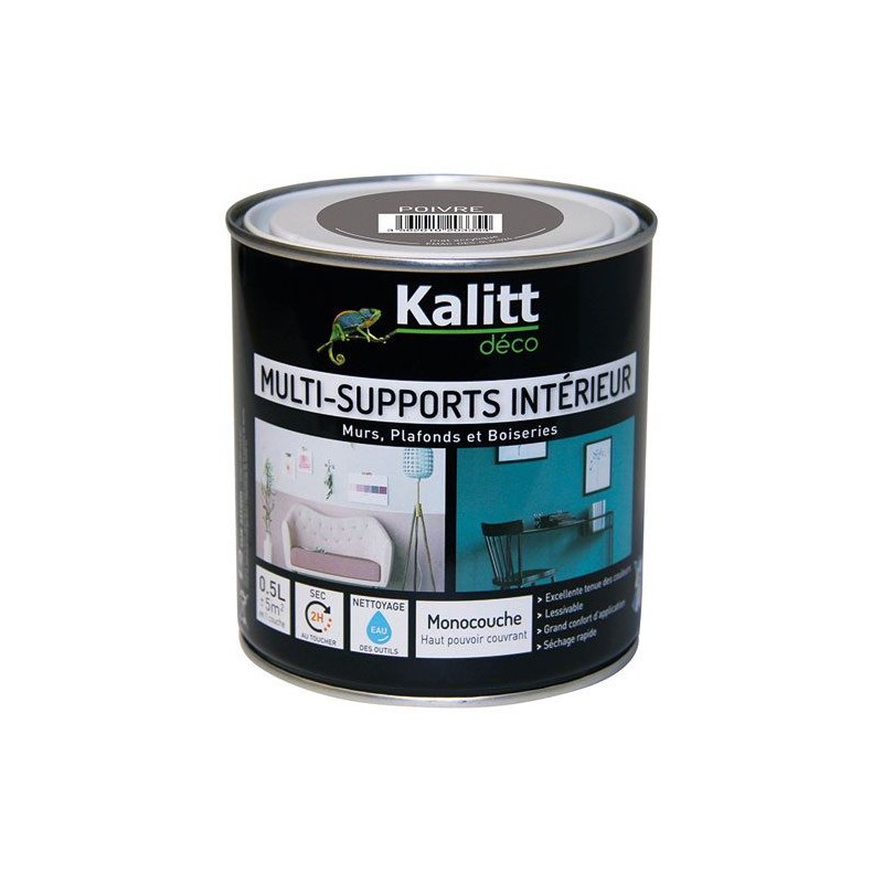 Peinture multi-supports - Intérieur - Mat - Poivre - 0.5 L - KALITT - Peintures - DE-366872