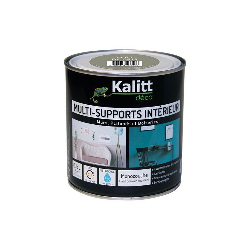 Peinture multi-supports - Intérieur - Mat - Vert de gris - 0.5 L - KALITT - Peintures - DE-366857