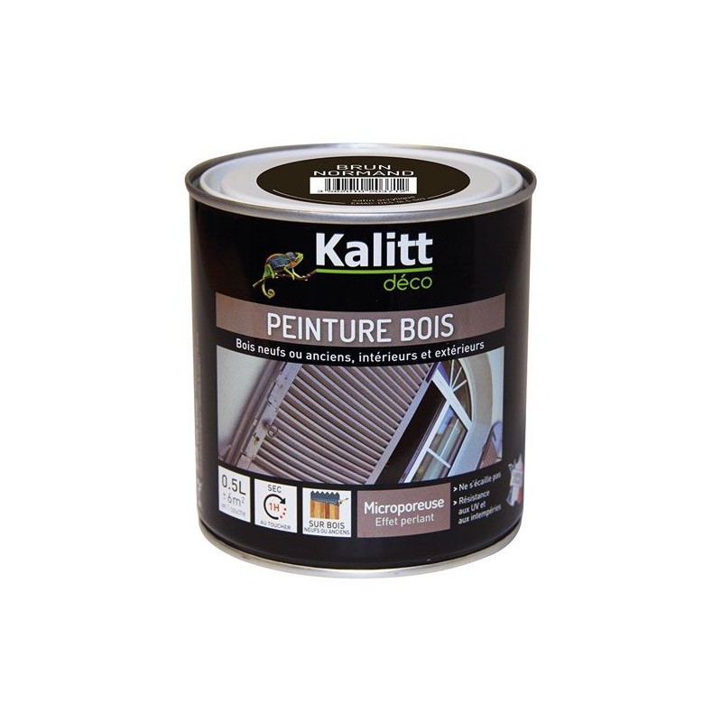 Peinture bois - Microporeuse - Satin - Brun Normand - 0.5 L - KALITT - Peintures - DE-368423