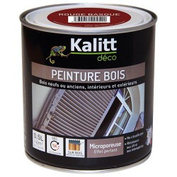 Peinture bois - Microporeuse - Satin - Rouge basque - 0.5 L - KALITT - Peintures - DE-391912