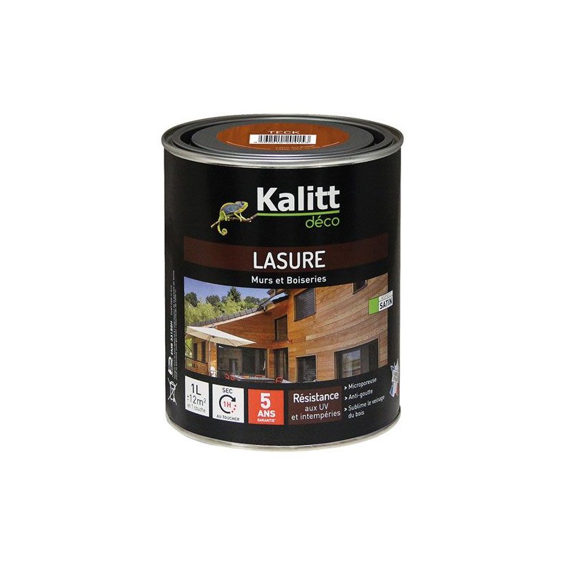 Lasures Les Modernes - Murs et boiseries - Teck - 1 L - KALITT - Lasures et Vernis - DE-369653