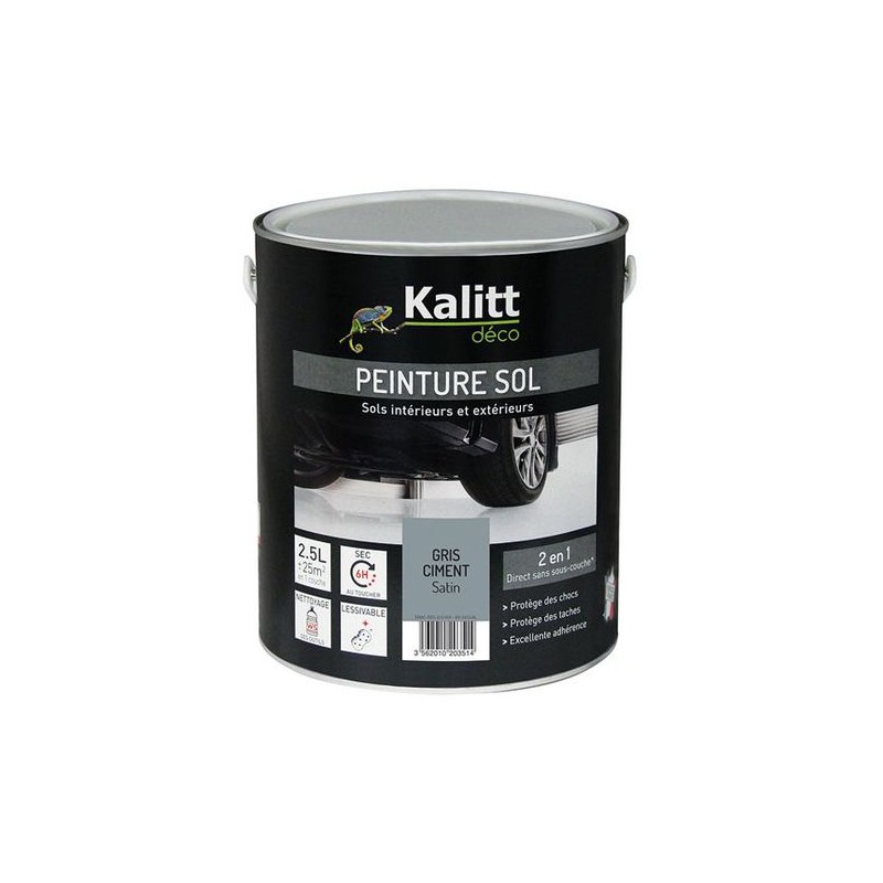 Peinture Spécial sol - Satin - Gris ciment - 2.5 L - KALITT - Peintures - DE-367954