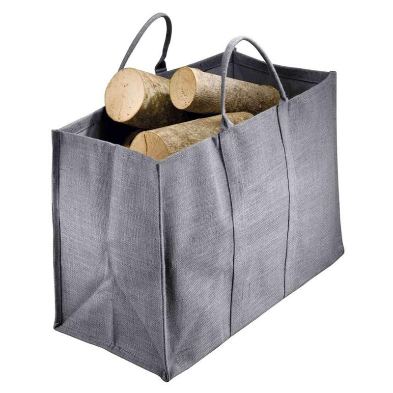 Sac à  bûches en jute - 60 cm - Gris - AUBRY GASPARD - Accessoires cheminée / poêle - AG1060S